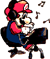 Mario playing the piano